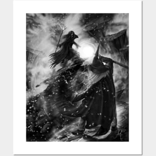 Fire and Magic in greyscale Posters and Art